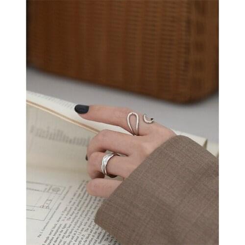 Korean Style Ring Design Sense Cross Cutout Drop-Shaped Geometry Ring Female All-Match Ring Gifts For Women