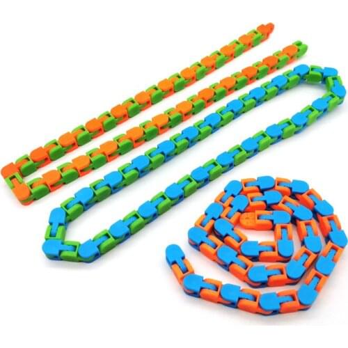 1pc New Kids Autism Snake Puzzles Multicolor Wacky Tracks Snap and Click Fidget Toys Classic Sensory Toy Squishy