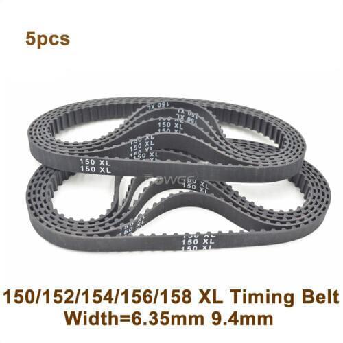 5pcs 150/152/154/156/158 XL Timing Belt W=025" 037"mm Perimeter 381/386.08/391.16/396.24/401.32mm Rubber XL Belt Inch Trapezoid