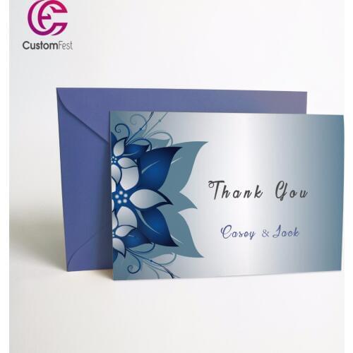 50pcs/lot Personalized Thank you card or save the date card with free envelop navy blue 040