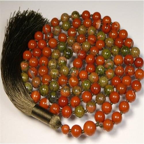 6mm 108 Red Jasper Gemstone Beads Tassel Knot mala Necklace Buddhism Chic Wrist Yoga Meditation Fancy Bless Classic Chakra Pray