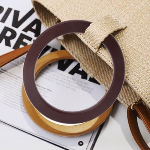 94PF Wood Round Shaped Handle Replacement for Handbags Women Travel Causal Beach Bags