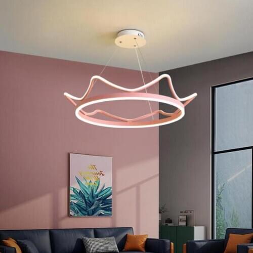 Children room crown shape Aluminum led pendant light silicon led strip light Living Room Bedroom Led Bar suspension luminaria