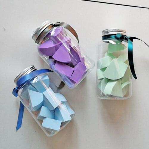 Canned powder puff beauty egg wet and dry non-latex fan-shaped makeup sponge portable puff tool water absorption becomes larger