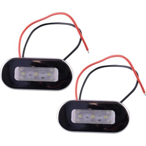 Beler 12V DC 2Pcs Marine Boat White 3-LED Courtesy Lights Stair Deck Garden Lamp for Universal Vehicles Trailer Truck
