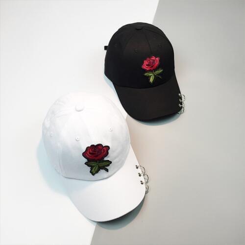 Rose baseball cap for women embroidery flower dad hat cap the rapper cotton female cap outdoor sports men snapback Ring hat bone
