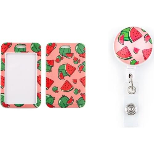 BH1525 Blinghero Cute Retractable Nurse Badge Reel Clip Badge Holder Students Doctor ID Card Holder Watermelon Kawaii Pattern