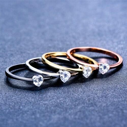 Boho Promise Love Engagement Ring Luxury Female Small Cute Heart Ring 100% Real 925 Sterling Silver Zircon Stone Rings For Women