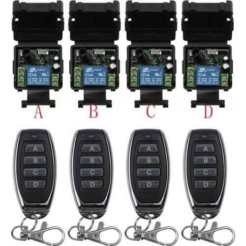 DC12V 24V 1CH Mini Wireless RF Remote Control Light Switch 10A Relay Output Radio Receiver Module+Transmitter Garage Doors/lamp