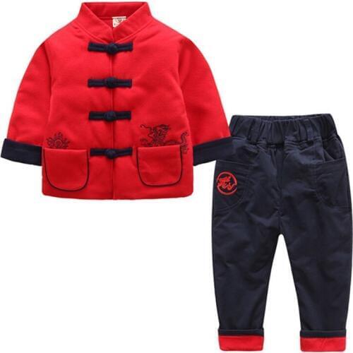 Stand collar buckle childrens clothing childrens clothing boy autumn and winter dress new year dress girls New Years clothing