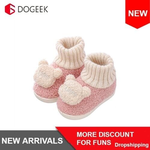 DOGEEK 1-3 Years Winter Toddler Shoes Boy Girl Baby Shoes Childrens Cartoon Wool Shoes Cute Mao Shoes Snow Boots Frist Walking