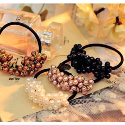 Shiny Beads Elastic Hair Bands for Women Fashion Jewelry Hairwear Hair Accessories Gum 4 Kinds
