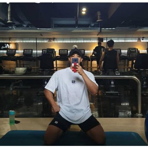 Men Summer Sports Leisure Loose Running Training Casual Short-Sleeved T-Shirt Fashion Letter Printing Round Neck Loose Top