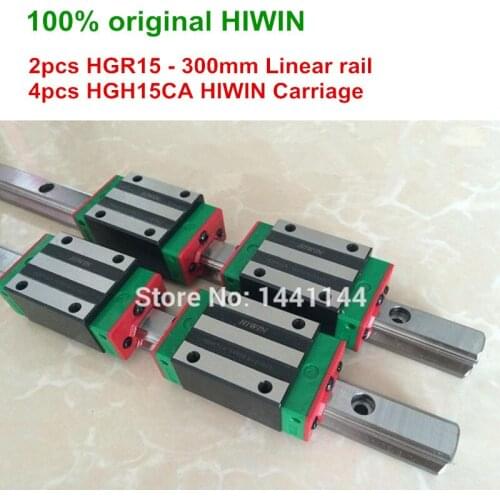 HGR15 HIWIN linear rail: 2pcs HIWIN HGR15 - 300mm Linear guide + 4pcs HGH15CA Carriage CNC parts