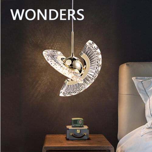 Nordic Designer Bedroom Bedside single head crystal LED pendant lamp Creative interior decoration lustre luxury pendant light
