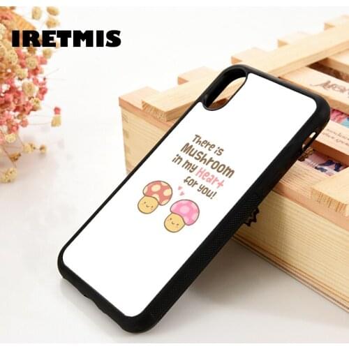 Iretmis 5 5S SE 6 6S Silicone Rubber Phone Case Cover for iPhone 7 8 Plus X Xs 11 12 MINI Pro Max XR cute mushroom in my heart