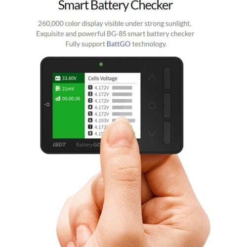 ISDT BattGo BG-8S Smart Battery Checker Balancer Receiver Signal Tester Quick Charge Function Power Adapter for RC Model