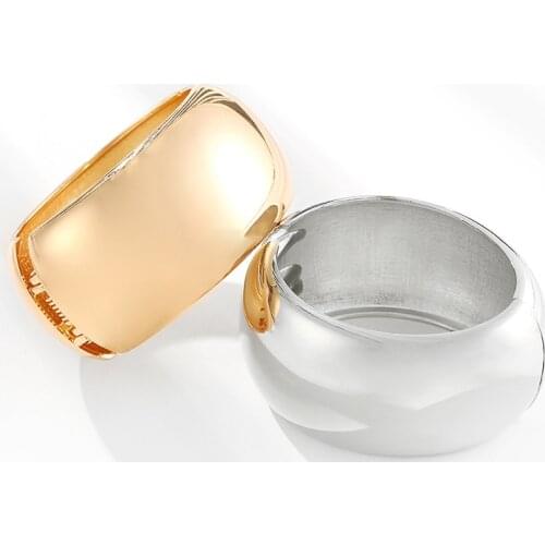 ORNAPEADIA Classic Simple Drum Shaped Mirror Spring Open Wide Side Bracelet for Women Ladies Jewelry Wholesale Luxury Jewelry