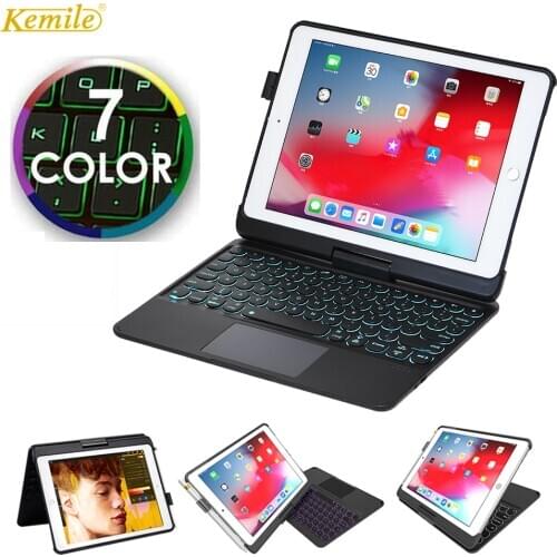 360 Rotation keyboard For iPad 8th generation 10.2 2020 Case Keyboard 7 Color Backlit Keyboard Cover For iPad Air 3 10.5 funda