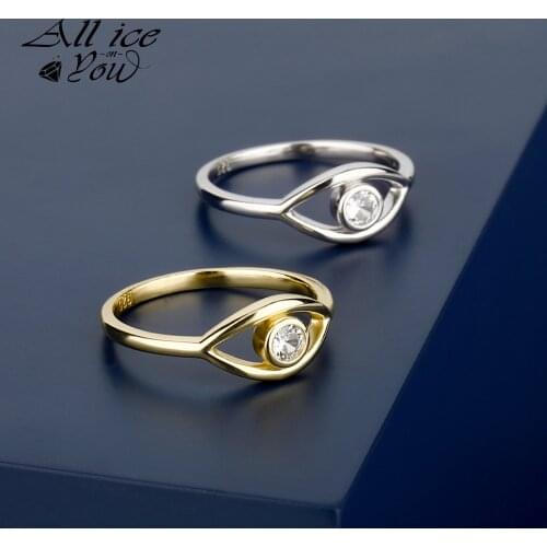 ALLICEONYOU Best Square 925 Sterling Silver Fashion Street AAA Cubic Zircon Devil Eye Ring Ratatoble CZ Hip Hop Jewelry Gifts