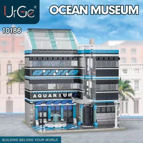 New MOC 10186 City Street View Series Ocean Museum Aquarium Architectural Building Blocks Bricks Educational Toys Birthday Gifts