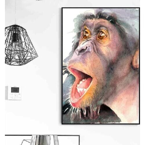 Lovely Water Color Monkey Animals Posters Wall Art Canvas Painting Wall Prints Animal Posters Best Gifts Living Room Home Decor