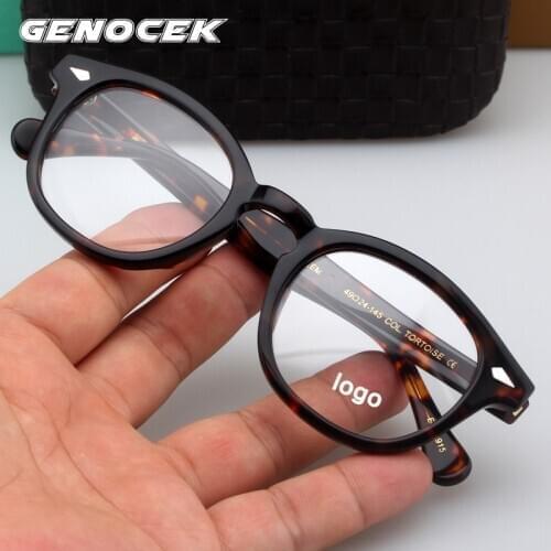 Johnny Depp Luxury Brand Retro Leopard Eyeglasses Frame Men Women Acetate Prescription Myopia Optical Glasses Frame Eyewear