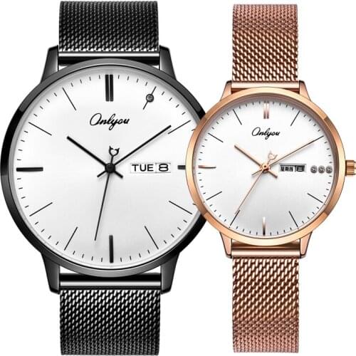 Mens watch ultra-thin fashion Korean woman watch quartz watch waterproof couple watch with steel belt