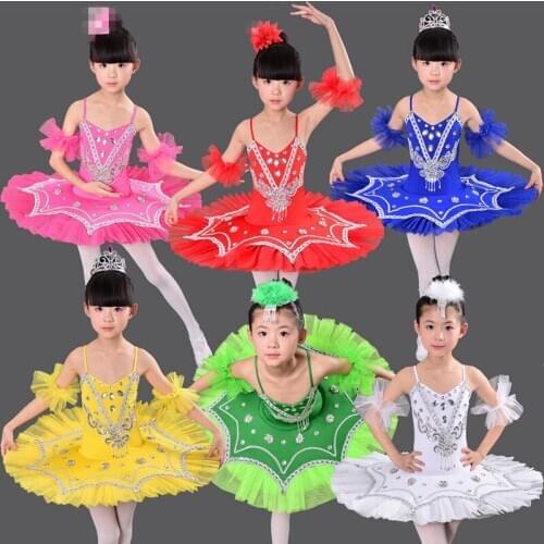 2018 New Childrens Ballet Tutu dance Dress costumes Swan Lake Ballet Costumes Kids Girls Stage wear Ballroom dancing Dress