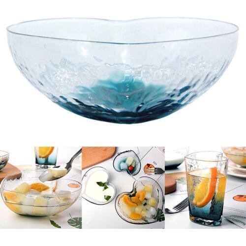 Fruit Salad Transparent Heart Shaped Crystal Glass Bowl Colorful Dessert Bowl LBShipping