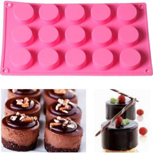 Pudding Mousse Dessert Silicone Mold 15 Rounds Ice Soap Cake Fondant Chocolate Cookie DIY Mould Bakeware Cake Baking Tools