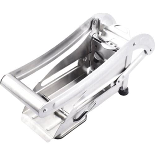 French Fry Cutter Stainless Steel Vegetable Potato Cutter Chipper Slicer with 2 Blades Kitchen Tool