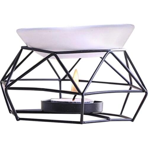Nordic iron Art Candle holders Stainless Steel Oil Burner Candle Aromatherapy Geometry Oil Lamp Home Decorations Aroma Furnace