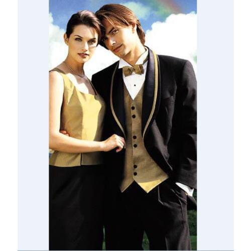 Custom Made Groomsmen Shawl Lapel Groom Tuxedos Black Men Suits Wedding Best Man Blazer (Jacket+Pants+Tie+Vest) C20
