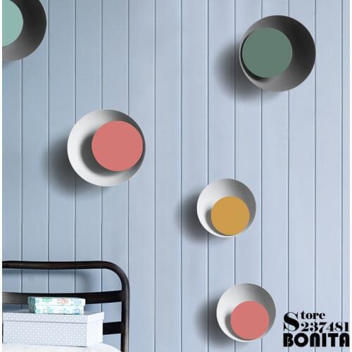 D33cm Northern Europe Modern Round LED Sconces Light 300 degree Rotating Living RoomBedside Macaron Eclipse Wall Lamp Iron