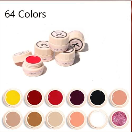 64 Colors Nail Glue Gel Nail Extension UV GelUse with Nail Lamp Solid Canned Painted Glue Accept make own logo Wholesale