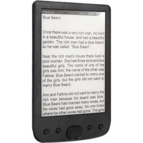 BK-6025 6 Inch E-Book Reader 800x600 Resolution E-Ink Screen Glare-Free with USB Cable PU Cover Built-In Light 4GB Memory Storag