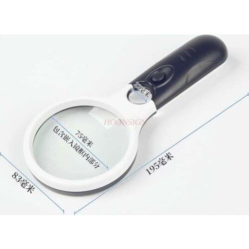 Magnifying equipment Magnifying glass with lamp LED 10 times elderly student reading handheld Qing times portable looking