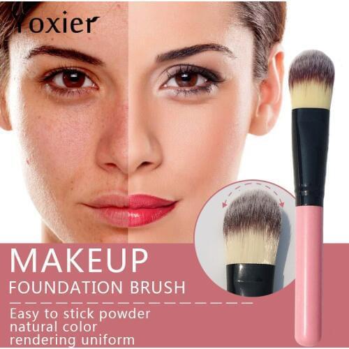 Yoxier Pink Tongue-Shaped Foundation Brush Eye Corner Nose Wing Foundation Brush Powder Concealer Brush Makeup Beauty Tool 1Pcs