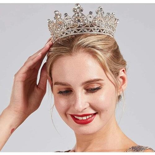 Princess Jewelry Large Full Circle Rhinestones Queen Pageant Crown Wedding Bridal Hair Jewelry Wedding Dress Accessories