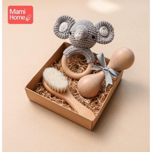 1 Set Crochet Animals Wool Brush Musical Sand Hammer Childrens Gifts Baby Birth Gift Newborn Photography Props Baby Goods