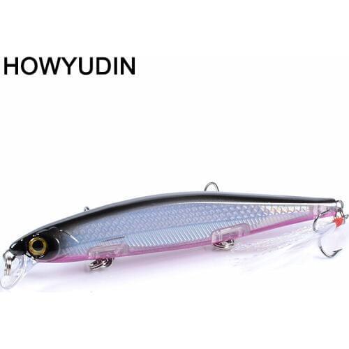 1Pcs Minnow Fishing Lure Laser Isca Artificial Sinking Fishing Lures 3D Eyes Wobbler Leurre Peche With Feather Hook 11cm 13.7g