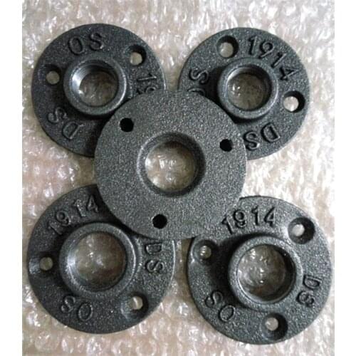 10Pcs 1/2" 3/4" Cast Iron Flanges Thread BSP Malleable Iron Industrial Pipe Fittings Exhaust Wall Mount Floor Flange Piece