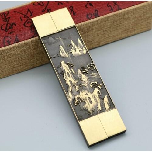 2pcs Paperweights Brush Pen Painting Brass Paperweight Chinese Classical Embossed Pisa Papeles Xuan Paper Pressing Props