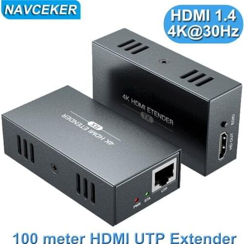 2021 HDMI Extender with Loop Out 4K 1080P HDMI Extender 100m No Loss RJ45 to HDMI Extender Transmitter Receiver over Cat5e/Cat6