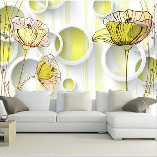 Custom 3D murals,modern fashion hand-painted flowers,3D stereo circle papel de parede,living room sofa TV wall bedroom wallpaper