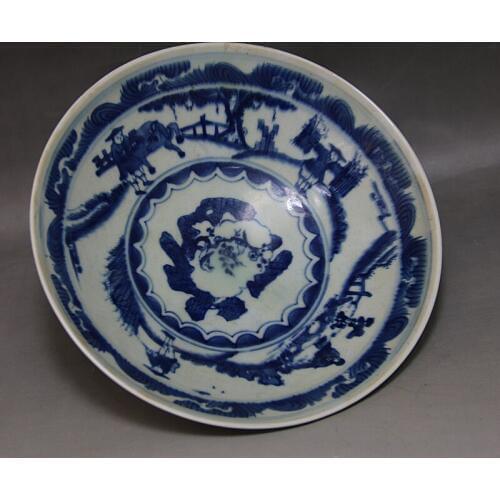 Antique YuanDynasty porcelain bowl,Blue and white character bowl ,hand-painted crafts,best collection & adornment, Free shipping