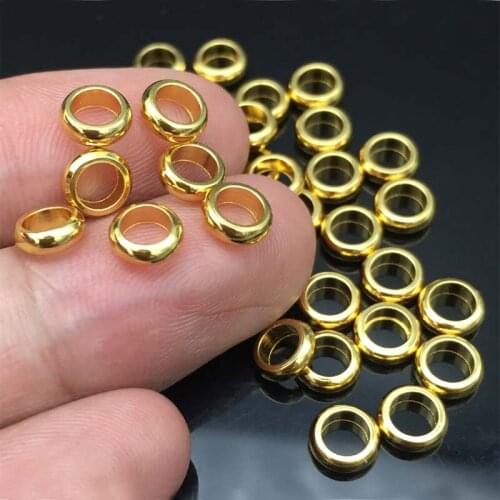20pcs/lot Top Quality Gold Tone Stainless Steel Big Hole Beads for DIY Jewelry Making Findings Accessories 6mm/8mm