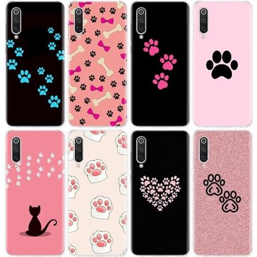 Cat Dog paw design Phone Case For Xiaomi Mi Note 10 11 9 8 10T 9T CC9 A1 A2 A3 5X 6X Poco F1 X3 F3 Pro Lite Coque Cover