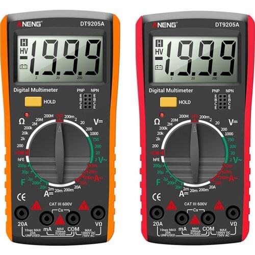 DT9205A LCD Digital Multimeter Portable AC DC Volt Voltmeter Ammeter Ohm Voltage Capacitance Resistance Tester Meter Dropship